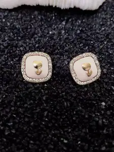 VAGHBHATT Gold-Plated Crystals Studded Square Shaped Studs