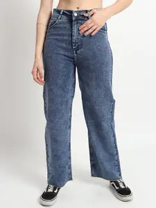 TYFFYN Women Flared High-Rise Heavy Fade Stretchable Jeans