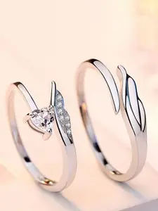 DIVASTRI Set Of 2  Stone-Studded Adjustable Finger Ring