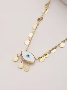 PALMONAS Gold-Plated Stainless Steel Waterproof & Anti-Tarnish Mystic Eye Drizzle Necklace