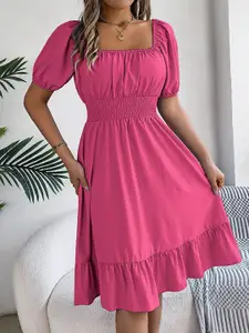 StyleCast x Revolte Puff Sleeve Layered Fit & Flare Dress