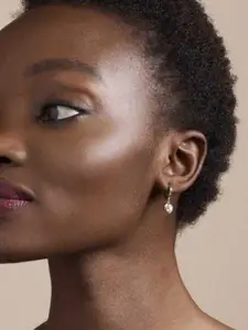 Ted Baker Gold-Plated Crystals Studded Heart Shaped Hoop Earrings