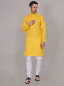 4u Fashion Men Solid Daily Cotton Straight Kurta