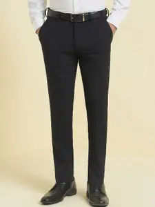 Allen Solly Sport Men Checked Slim Fit Mid-Rise Formal Trousers