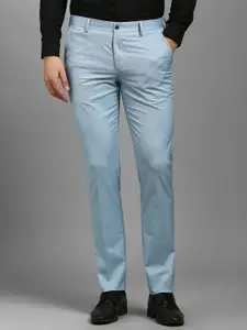 Louis Philippe Men Solid Self Design Slim Fit Mid-Rise Formal Trousers