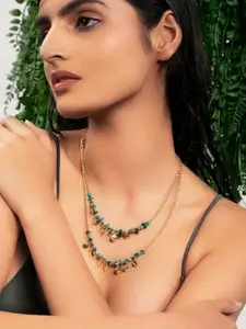 Priyaasi Gold-Plated Stone Studded & Beaded Layered Necklace