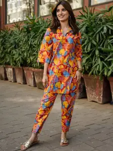 all about you Printed Top With Trousers Co-Ords