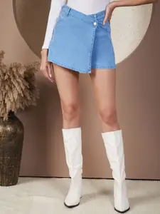 Purple Feather Skort Above Knee Skirt