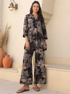 all about you  Floral Printed Top & Trousers Co-Ord Set