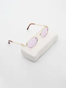 PELLE LUXUR Women Round Sunglasses with UV Protected Lens