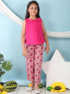 Sangria Girls Peter Pan Collar Pure Cotton Top With Trouser