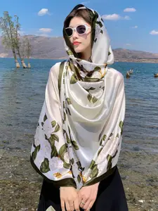 QUECY Women Floral Printed Silk Scarf