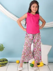 Sangria Girls Peter Pan Collar Pure Cotton Top With Trouser