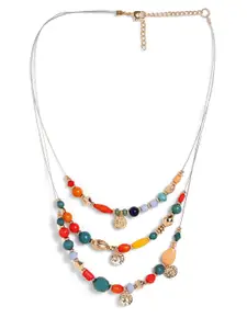 Priyaasi Gold-Plated Stone Studded & Beaded Layered Necklace