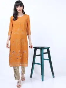 Vishudh Ethnic Motifs Printed Round Neck Straight Kurta