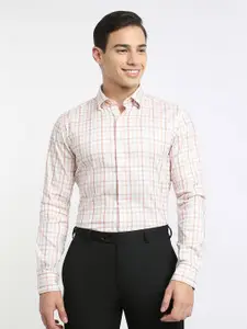 Raymond Checked Slim-Fit Semicutaway Formal Shirt