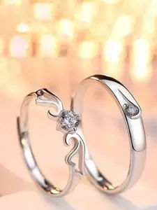DIVASTRI Set Of 2 Stone-Studded Adjustable Couple Finger Rings
