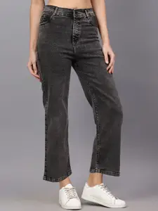 TYFFYN Women Flared High-Rise Highly Distressed Light Fade Stretchable Jeans