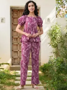 all about you Paisley Printed Top With Trousers Co-Ords