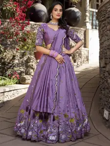 LOOKNBOOK ART Embroidered Silk Lehenga With Semi-Stitched Blouse & Dupatta