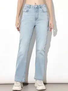 ONLY Women Flared High-Rise Heavy Fade Stretchable Jeans