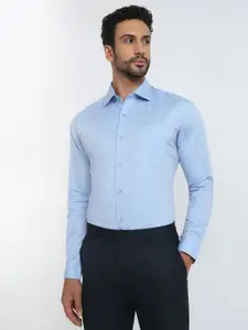 Raymond Chambray Pattern Printed Slim-Fit Cutaway Collar Formal Shirt