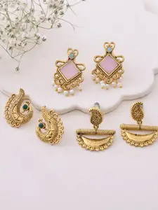 DASTOOR Set Of 3 Peacock Shaped Studs Earrings