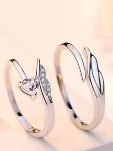 DIVASTRI Set Of 2 Stone Studded Adjustable Finger Ring