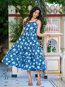 Nayo Women Floral Print Fit & Flare Midi Dress