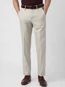Van Heusen Men Checked Mid-Rise Formal Trousers
