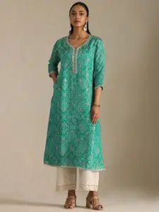 Soch Women Bandhani Printed Mirror Work Kurta