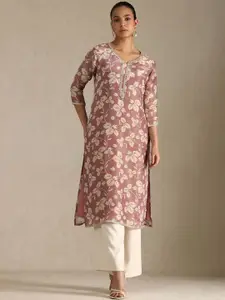Soch Women Floral Printed Mirror Work Kurta
