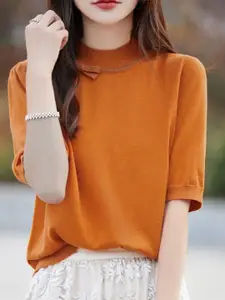 StyleCast x Revolte Women Solid Orange Round Neck Top