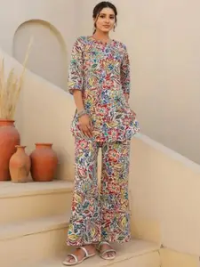 all about you Printed Top With Trousers Co-Ords