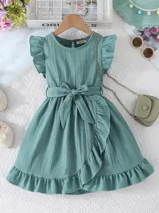 INCLUD Girls Flutter Sleeve Ruffled Fit & Flare Dress
