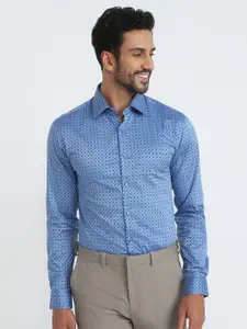 Raymond Structure Pattern Pure Cotton Slim-Fit Semicutaway Formal Shirt