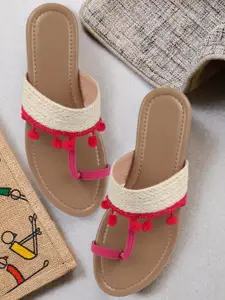 AVIVASTYLE Women Woven Design Open Toe Flats