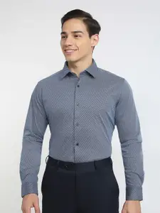Raymond Patterned Pure Cotton Semicutaway Formal Shirt