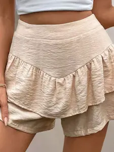 Outzidr Khaki Relaxed Flowy Shorts