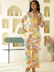 all about you Printed Top With Trousers Co-Ords