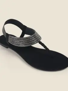 Metro Women Embellished T-Strap Flats