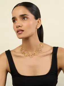 Isharya 18Kt Gold-Plated Crystals Studded Garden Bloom Choker Necklace
