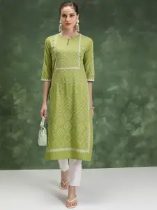 Vishudh Ethnic Motifs Printed Cotton Round Neck Straight Kurta