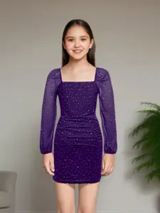 INCLUD Girls Embellished Embroidered Bodycon Mini Dress