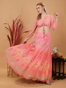 Louis Bayrad Floral Printed Ready to Wear Lehenga With Blouse