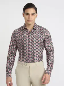 Raymond Printed Slim-Fit Semicutaway Formal Shirt