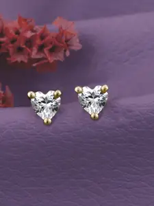 Carlton London 925 Sterling Silver Gold-Plated Cubic Zirconia Studded Heart Shaped Studs