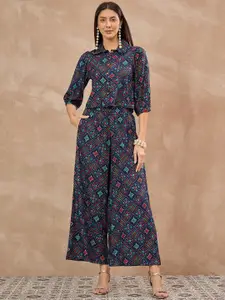 all about you Printed Pure Cotton Top With Palazzo Co-Ords