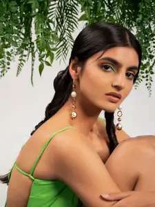 Priyaasi Gold Plated Contemporary Drop Earrings