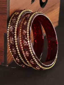 LAVAZZA LAVAZZA Set Of 2 Zircon Diamond & Beads Work Glass Bangles